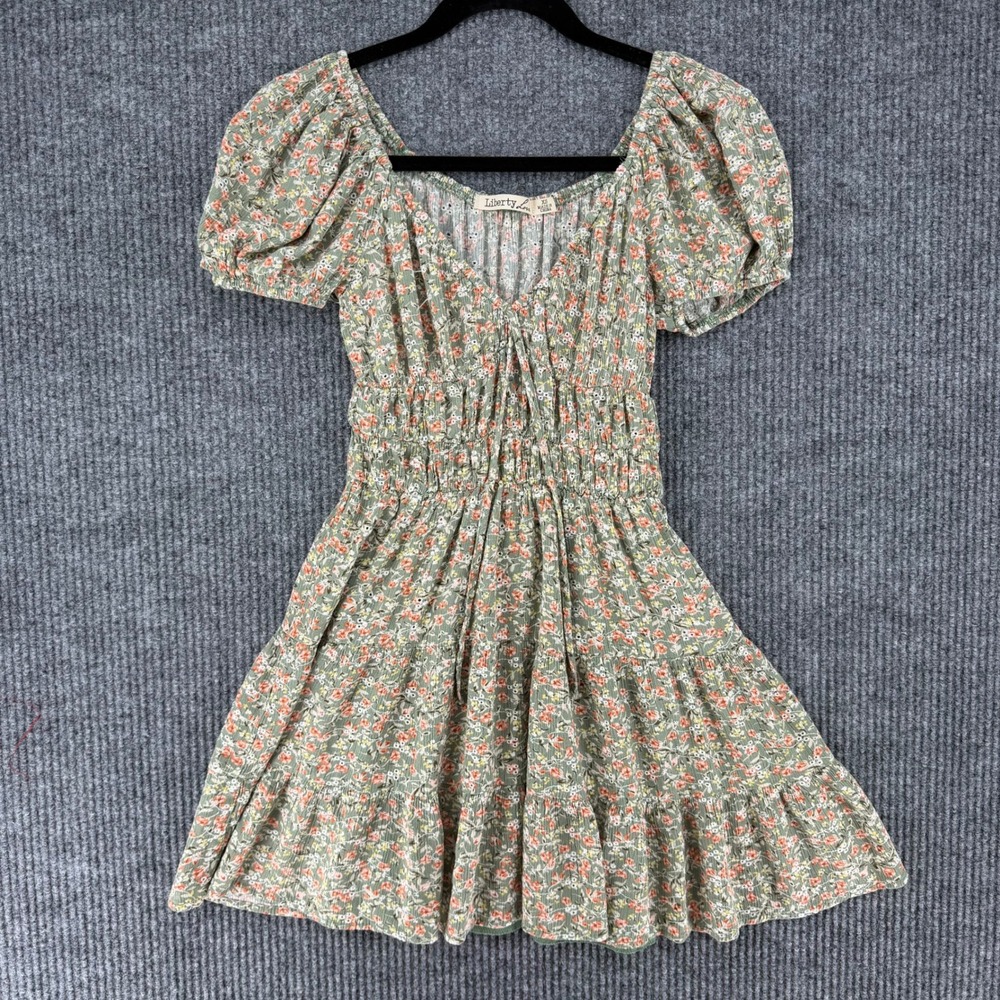 Liberty Love puff sleeve floral dress cottagecore prairie smoceked waist XS